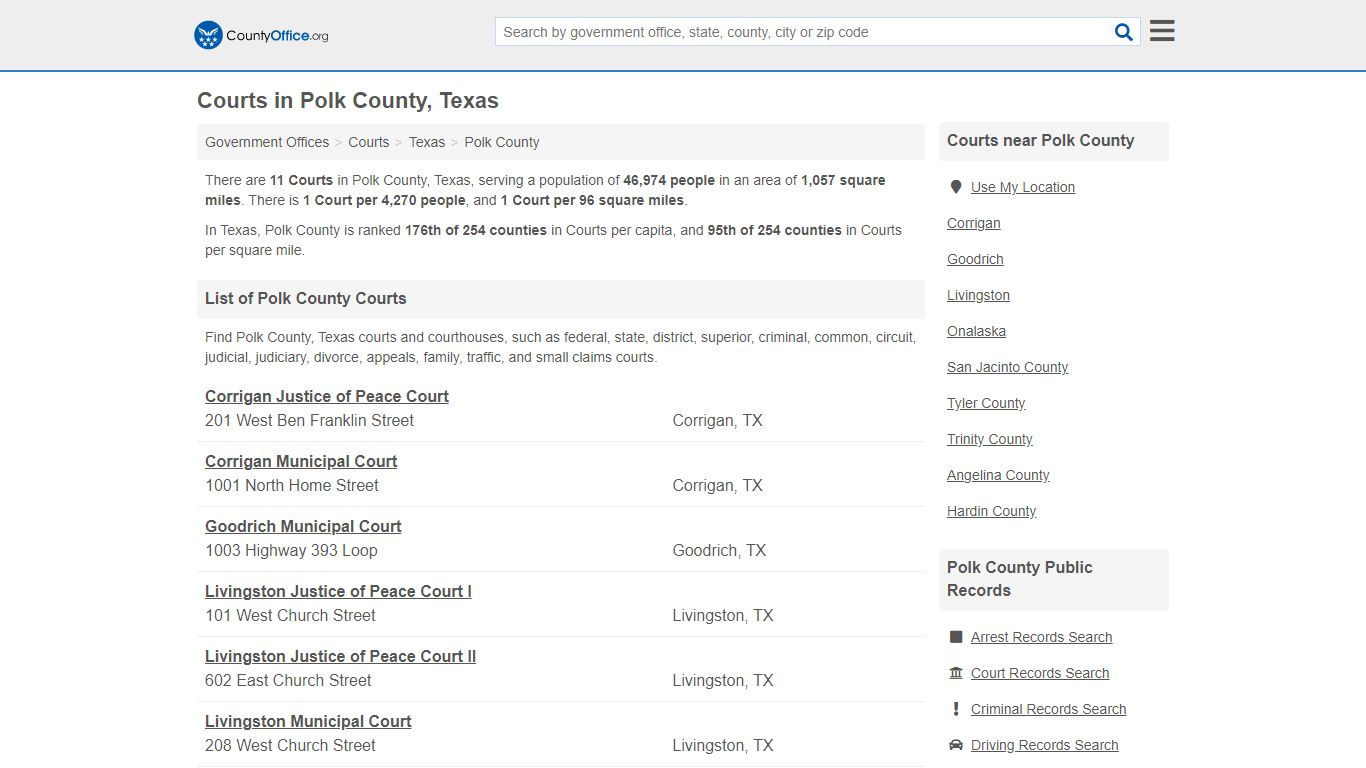 Courts - Polk County, TX (Court Records & Calendars)